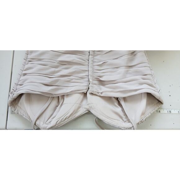 WToo Taupe Bridesmaid Crinkle Chiffon Maxi Dress Womens 0 Neutral Boho - Picture 9 of 11